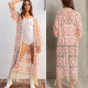 #127 New! Pol Stunning Crochet Long Duster